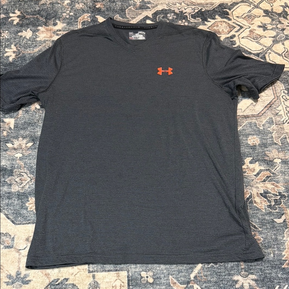 Under Armour Men’s Black Performance V-Neck Shirt with Orange Logo
